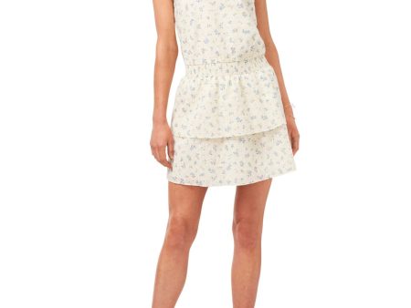 1. STATE Womens Stretch Ruffled Floral Flutter Sleeve Mock Neck Mini Sheath Dress Online