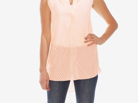 VINCE CAMUTO Womens Sheer Sleeveless Blouse Hot on Sale