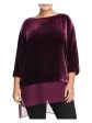 EILEEN FISHER Womens Purple 3 4 Sleeve Boat Neck Hi-Lo Top Online Hot Sale