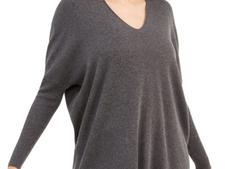 ANNE KLEIN Womens Gray Long Sleeve V Neck Top Supply