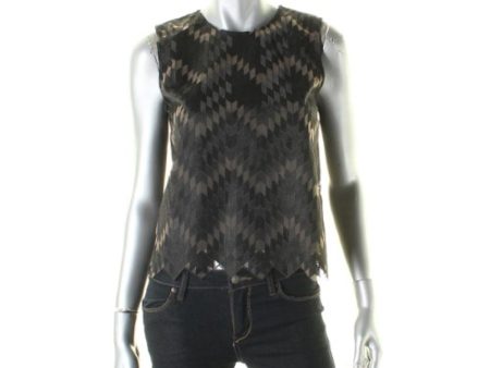 JENNI Womens Black Printed Sleeveless Jewel Neck Top Online