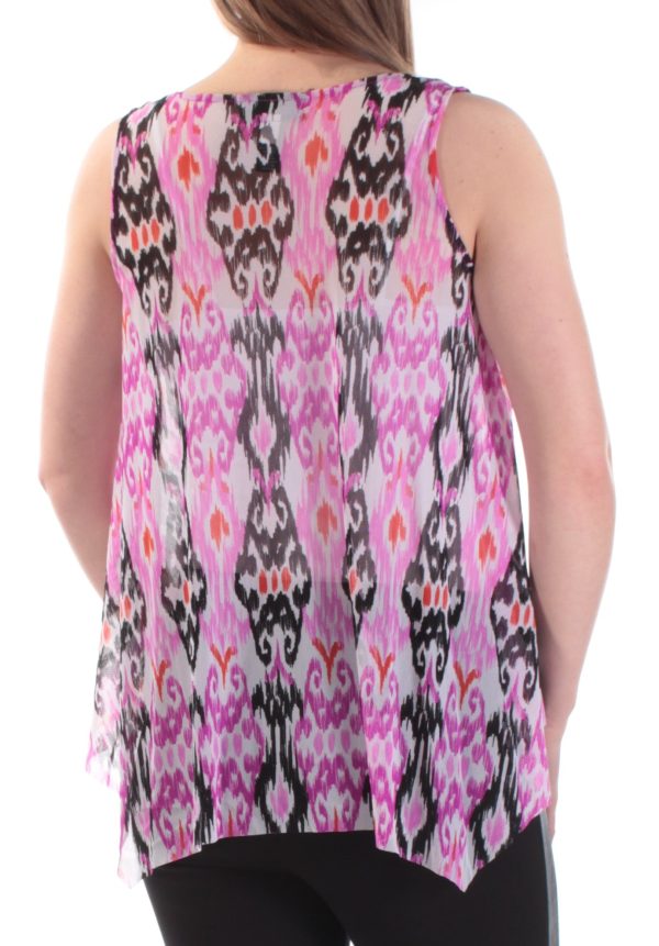 INC Womens Purple Printed Sleeveless V Neck Top Fashion