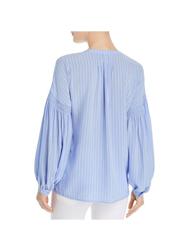 JOIE Womens Light Blue Striped Long Sleeve V Neck Top Discount