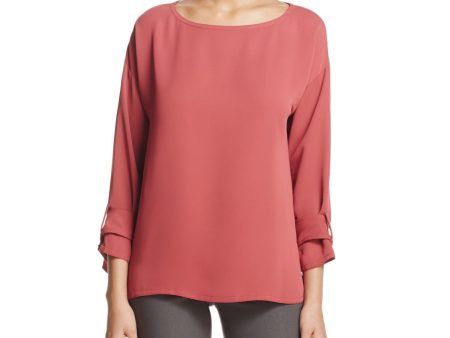 NIC+ZOE Womens Pink Slitted Buckle Cuff Long Sleeve Boat Neck Tunic Top Online