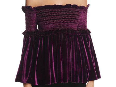 PETERSYN Womens Purple Bell Sleeve Off Shoulder Party Top Sale