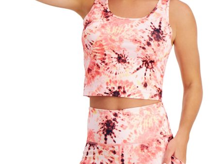 IDEOLOGY Womens Pink Moisture Wicking Short Length Tie Dye Sleeveless Round Neck Tank Top For Cheap