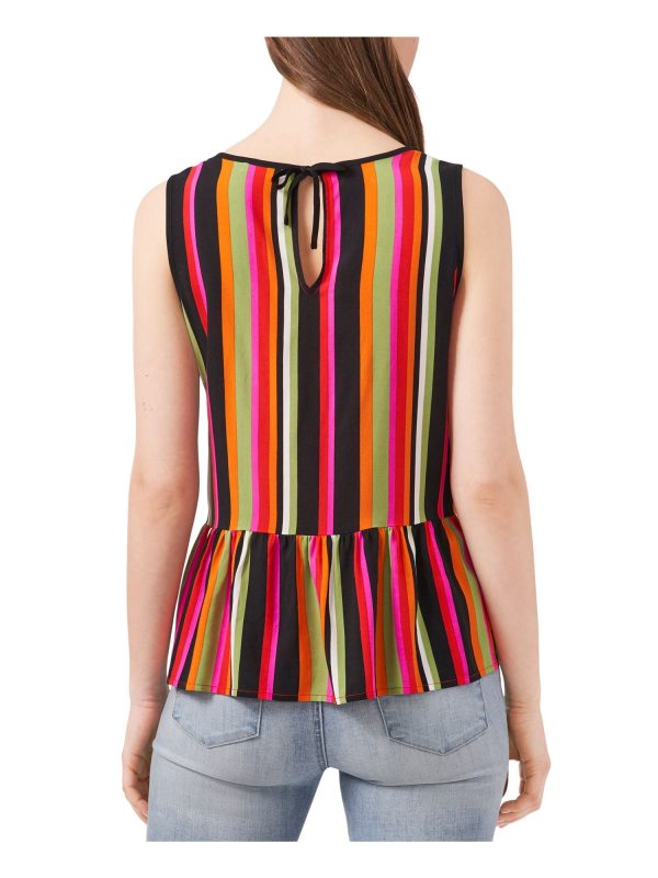 RILEY&RAE Womens Striped Sleeveless Round Neck Top on Sale