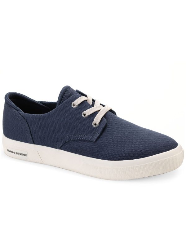 SUN STONE Mens Navy Cushioned Kiva Round Toe Lace-Up Sneakers Shoes M Online