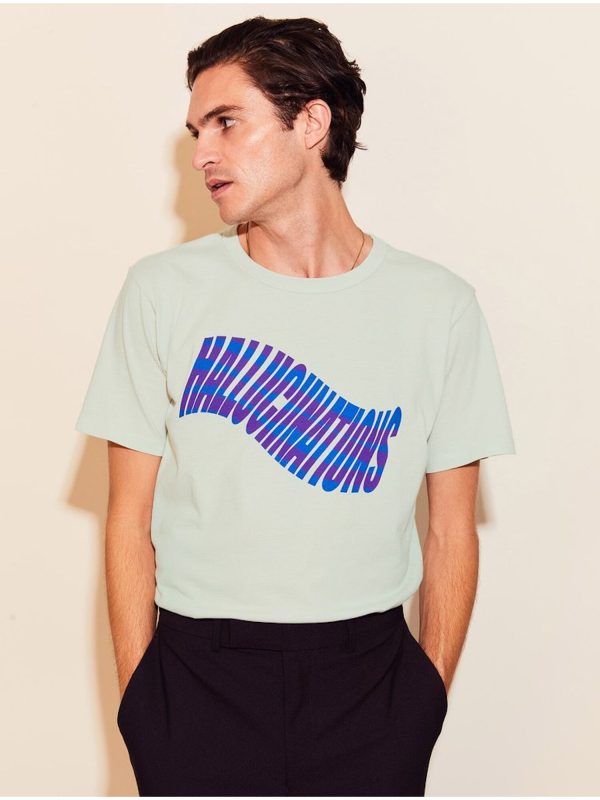 MONOGRAM Mens Aqua Graphic Classic Fit Cotton T-Shirt Online now