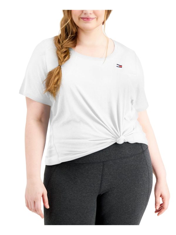 TOMMY HILFIGER SPORT Womens Heather Short Sleeve Crew Neck T-Shirt For Cheap