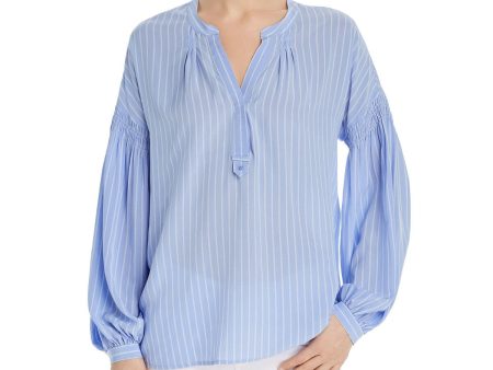 JOIE Womens Light Blue Striped Long Sleeve V Neck Top Discount