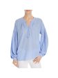 JOIE Womens Light Blue Striped Long Sleeve V Neck Top Discount