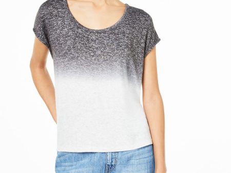 BAR III Womens Gray Ombre Short Sleeve Scoop Neck Top For Cheap