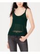 FRESHMAN FOREVER Womens Green Pointelle-knit Sleeveless Scoop Neck Tank Top Supply