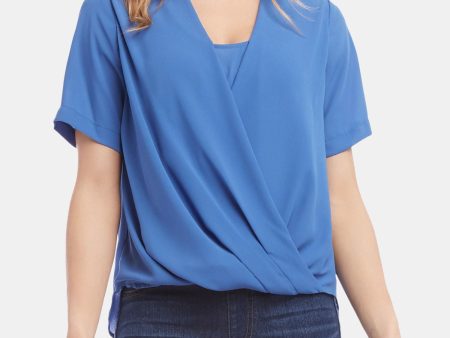 KAREN KANE Womens Blue Short Sleeve Scoop Neck Top Online