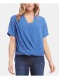 KAREN KANE Womens Blue Short Sleeve Scoop Neck Top Online