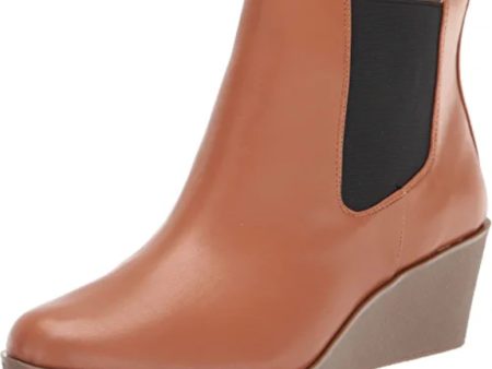 AEROSOLES Womens Brown Goring Pull Tab Comfort Brandi Round Toe Wedge Zip-Up Booties M on Sale