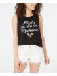 LOVE TRIBE Womens Black Printed Sleeveless Crew Neck Tank Top Online now