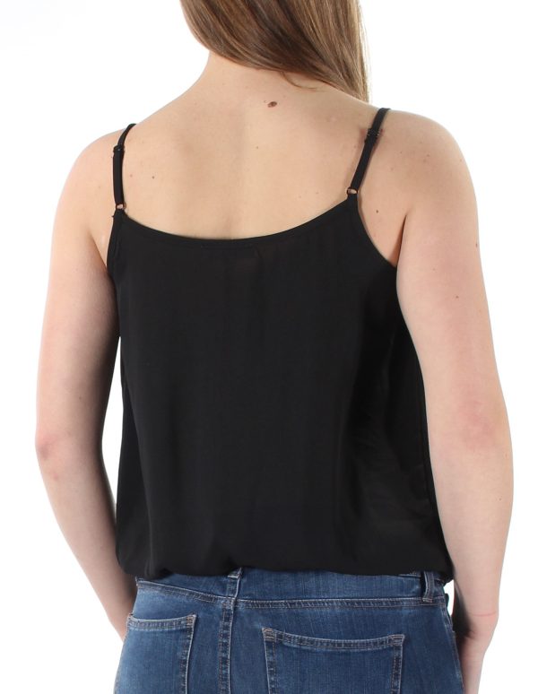 1. STATE Womens Black Spaghetti Strap V Neck Body Suit Top Online Sale