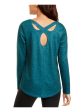 IDEOLOGY Womens Green Printed Long Sleeve Jewel Neck Top Online Sale