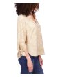 MICHAEL MICHAEL KORS Womens Beige Tie Darted Round Hem 3 4 Sleeve V Neck Top Fashion