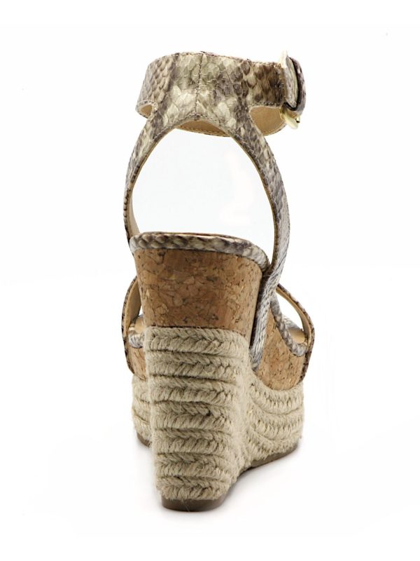 ADRIENNE VITTADINI Womens Beige Snake Skin Adjustable Wove Jute Padded Comfort Ankle Strap Stretch Cari Round Toe Buckle Dress Espadrille Shoes M Online Sale