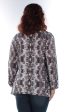 INC Womens Gray Pocketed Animal Print Long Sleeve V Neck Trapeze Top Sale