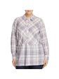 FOXCROFT Womens Plaid Cuffed Sleeve Collared Tunic Top Online