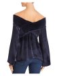 RAMY BROOK Womens Navy Long Sleeve Off Shoulder Top Online Sale