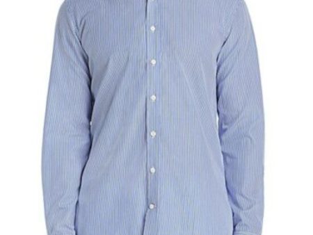 DYLAN GRAY Mens Navy Pinstripe Long Sleeve Classic Fit Button Down Cotton Casual Shirt on Sale