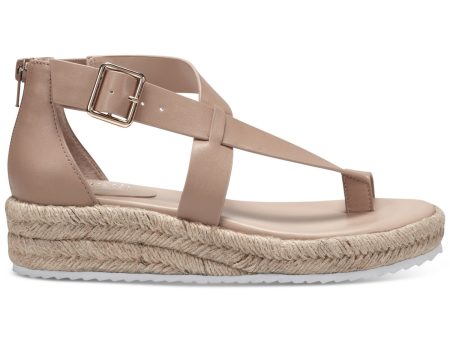 ALFANI Womens Beige Adjustable Buckle Crisscross Ankle Strap 1  Platform Asymmetrical Cushioned Moira Round Toe Wedge Zip-Up Espadrille Shoes M Online