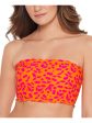 SALT + COVE Women s Orange Printed Stretch Removable Cups  Lined Convertible Ruffled Cherry On Top Bandeau Swimsuit Top Fashion