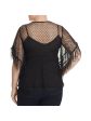 LOST INK Womens Mesh Lace Elbow Sleeve Crew Neck Evening Top For Cheap