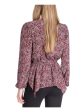 MICHAEL MICHAEL KORS Womens Maroon Paisley Long Sleeve Surplice Neckline Wear To Work Faux Wrap Top Fashion