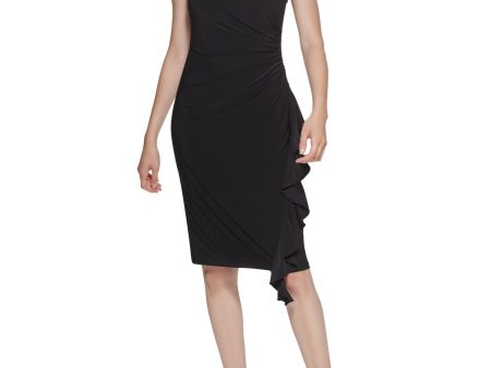 VINCE CAMUTO Womens Stretch Zippered Sleeveless Asymmetrical Neckline Above The Knee Party Body Con Dress Supply