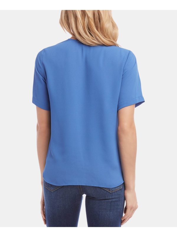 KAREN KANE Womens Blue Short Sleeve Scoop Neck Top Online