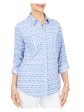 FOXCROFT Womens Pocketed Chevron Roll-tab Sleeve Collared Button Up Top Supply