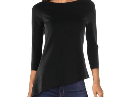 ANNE KLEIN Womens Black 3 4 Sleeve Jewel Neck Sweater Sale