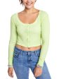 SUNDOWN BY SPLENDID Womens Long Sleeve Scoop Neck Crop Top For Discount