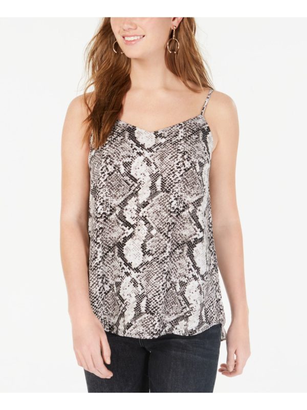 HIPPIE ROSE Womens Black Animal Print Spaghetti Strap V Neck Tank Top Fashion