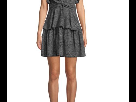 A.L.C. Womens Black Polka Dot V Neck Short Ruffled Dress Hot on Sale