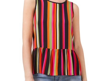 RILEY&RAE Womens Striped Sleeveless Round Neck Top on Sale