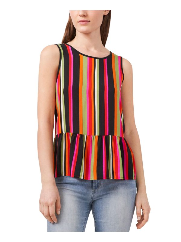 RILEY&RAE Womens Striped Sleeveless Round Neck Top on Sale