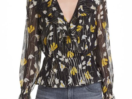 JOIE Womens Floral Long Sleeve V Neck Top For Discount