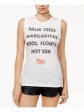 JUNK FOOD Womens Ivory Melon Sleeveless Jewel Neck Top Sale