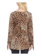 KAREN KANE Womens Beige Animal Print Long Sleeve Scoop Neck Party Top on Sale