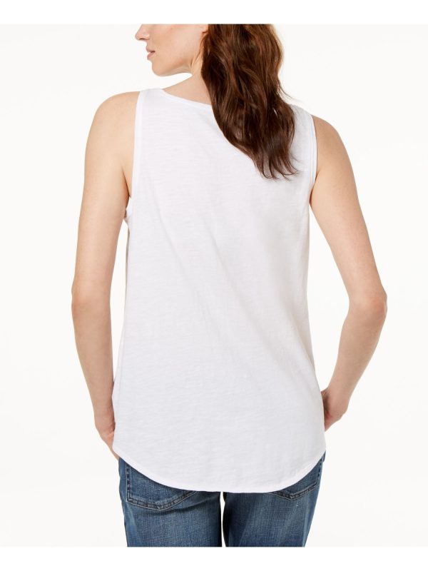 EILEEN FISHER Womens White Sleeveless Scoop Neck Top Online now