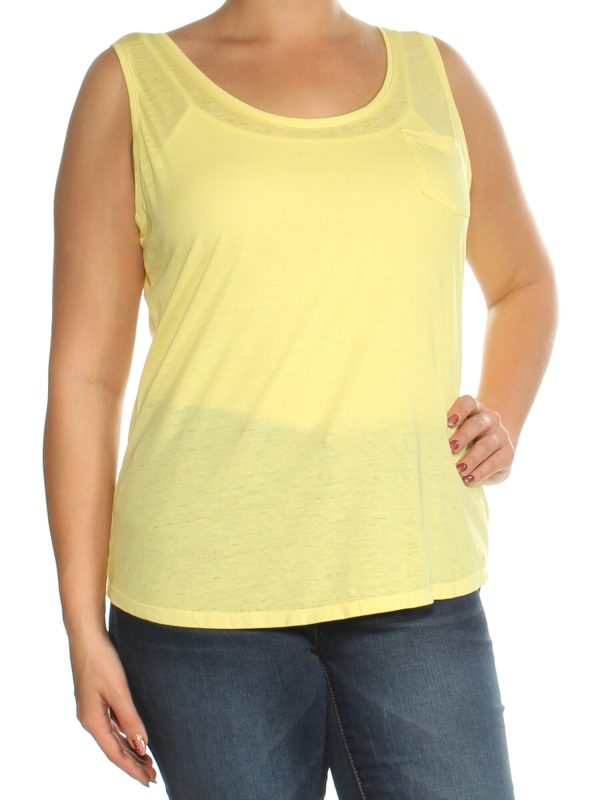 INC Womens Yellow Sleeveless Scoop Neck Top Discount