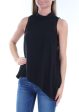 RACHEL ROY Womens Black Asymmetric Hem Sleeveless Turtle Neck Top Online Sale