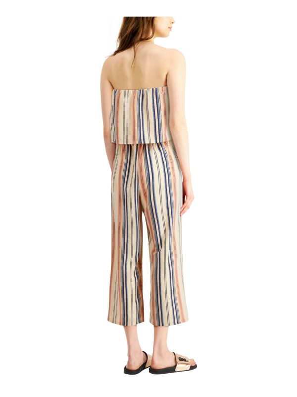 BEBOP Womens Pocketed Striped Strapless Cropped Jumpsuit Sale